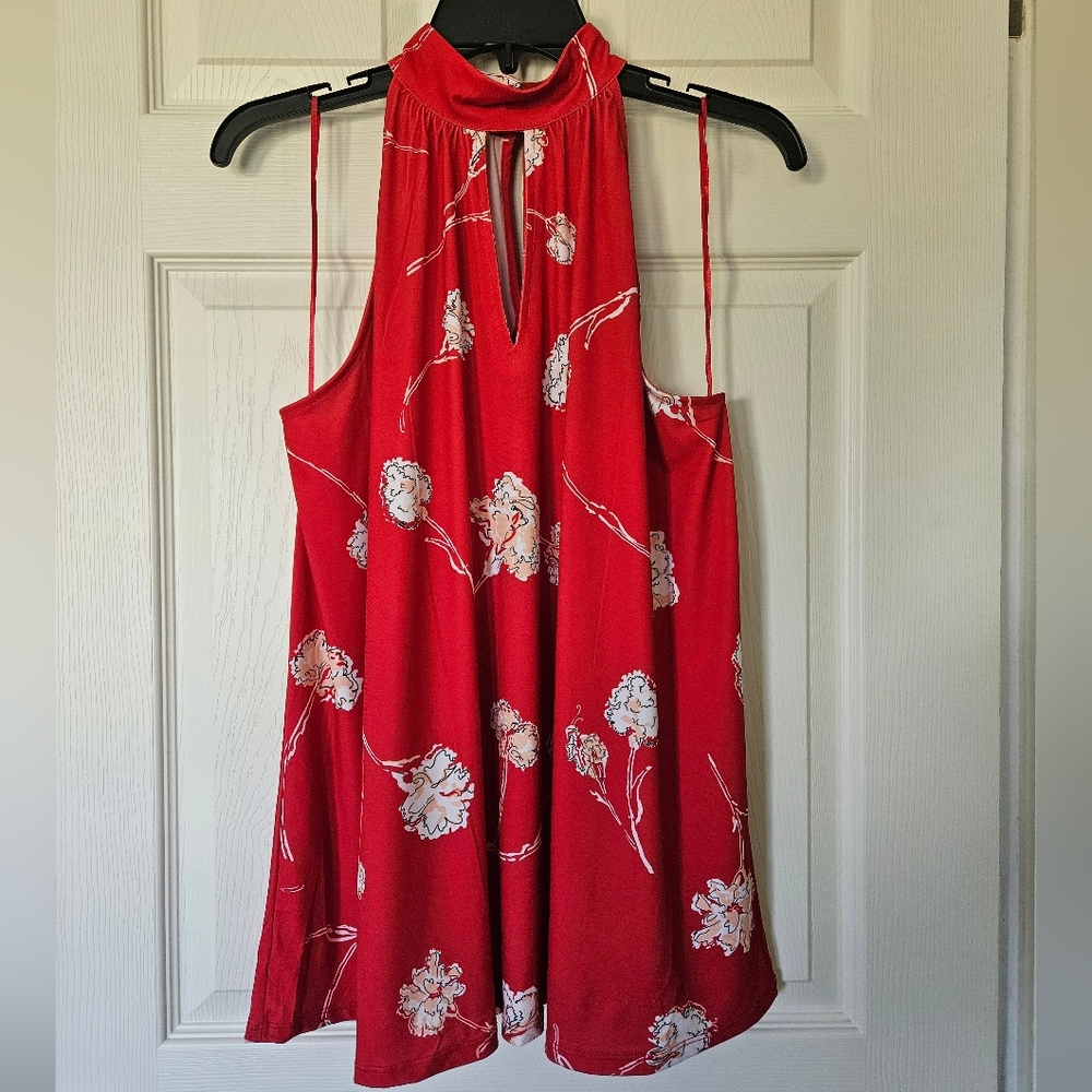 The Limited Red Floral Halter Top